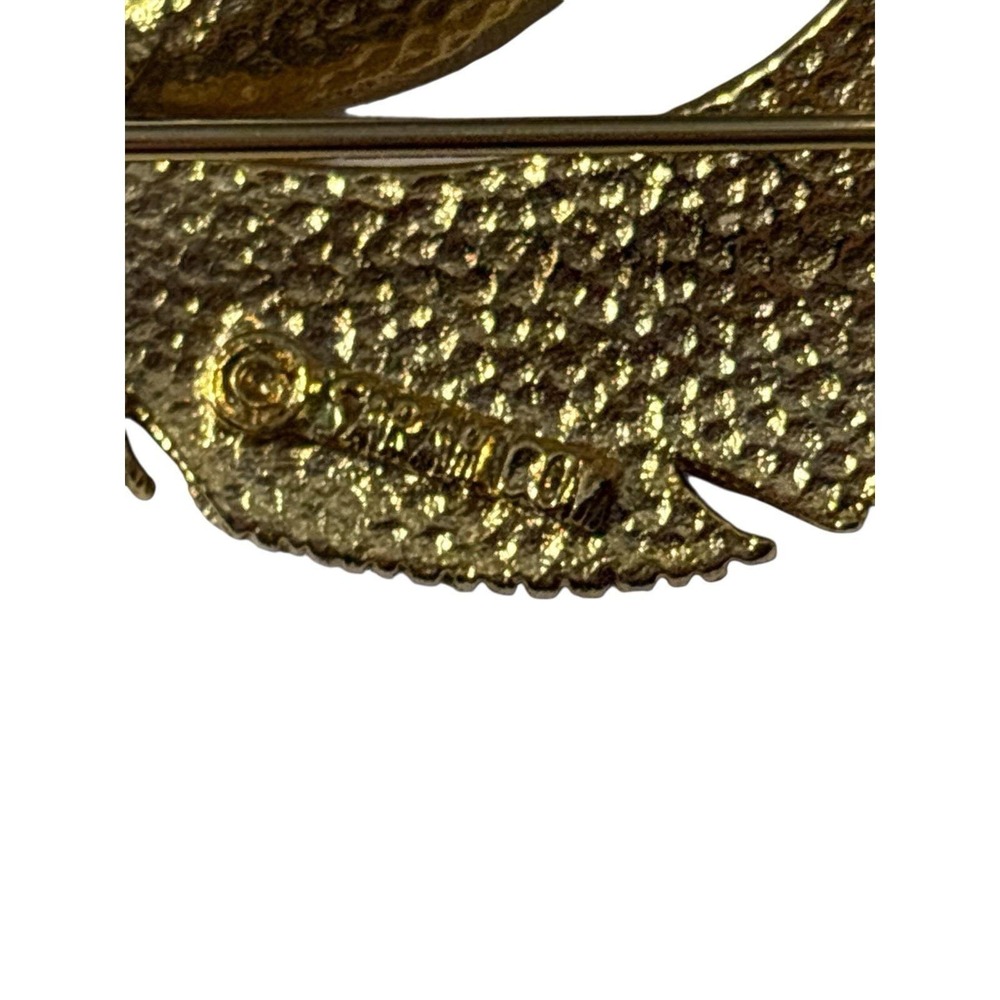 Vintage Signed‎ Sarah Coventry Gold Tone Feather Brite Textured Brooch Pin - Picture 5 of 5